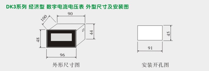 交流电流表,DK3数字电流表,电流表外形尺寸及安装图