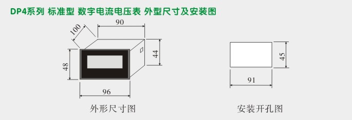 交流电流表,DP4数字电流表,电流表外形尺寸及安装图