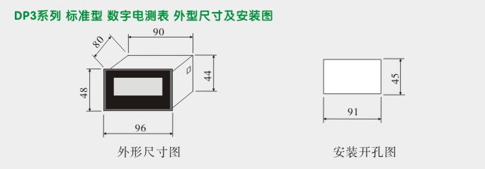 交流电压表,DP3数字电压表,电压表外形尺寸及安装图